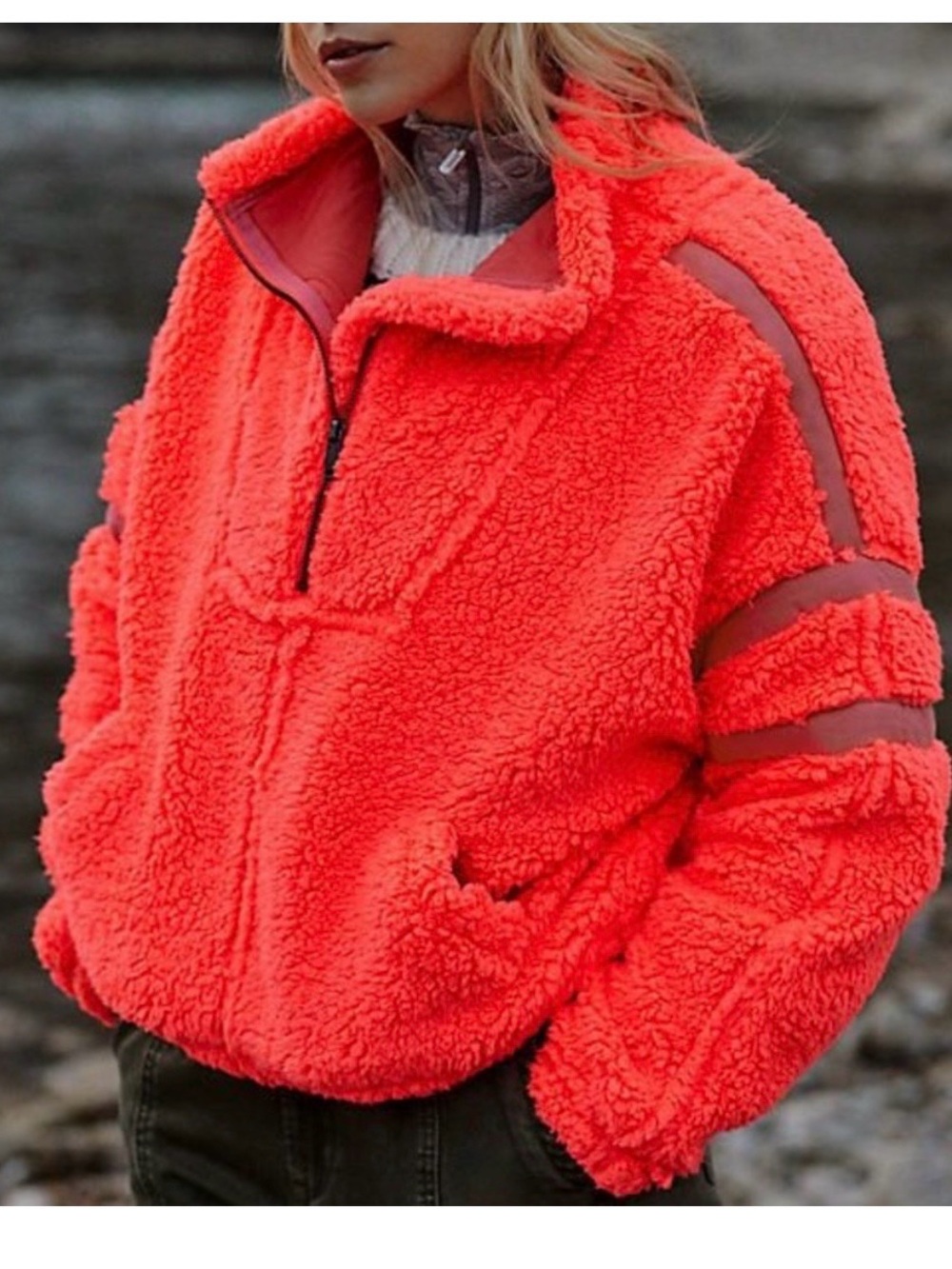 FP Movement Nantucket Fleece Pullover Watermelon Coral Size M Sherpa
